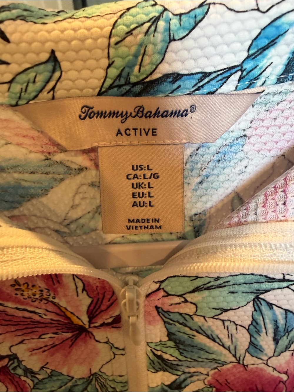 Tommy Bahama Floral Half-Zip Long Sleeve Top — Pink & Teal Floral - Picture 3 of 6